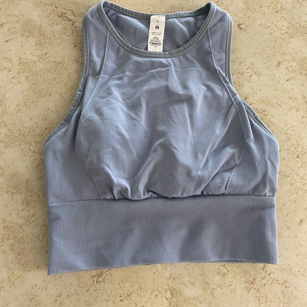 Lululemon racerback sports bra, padded cups light blue - size: 4- XXS